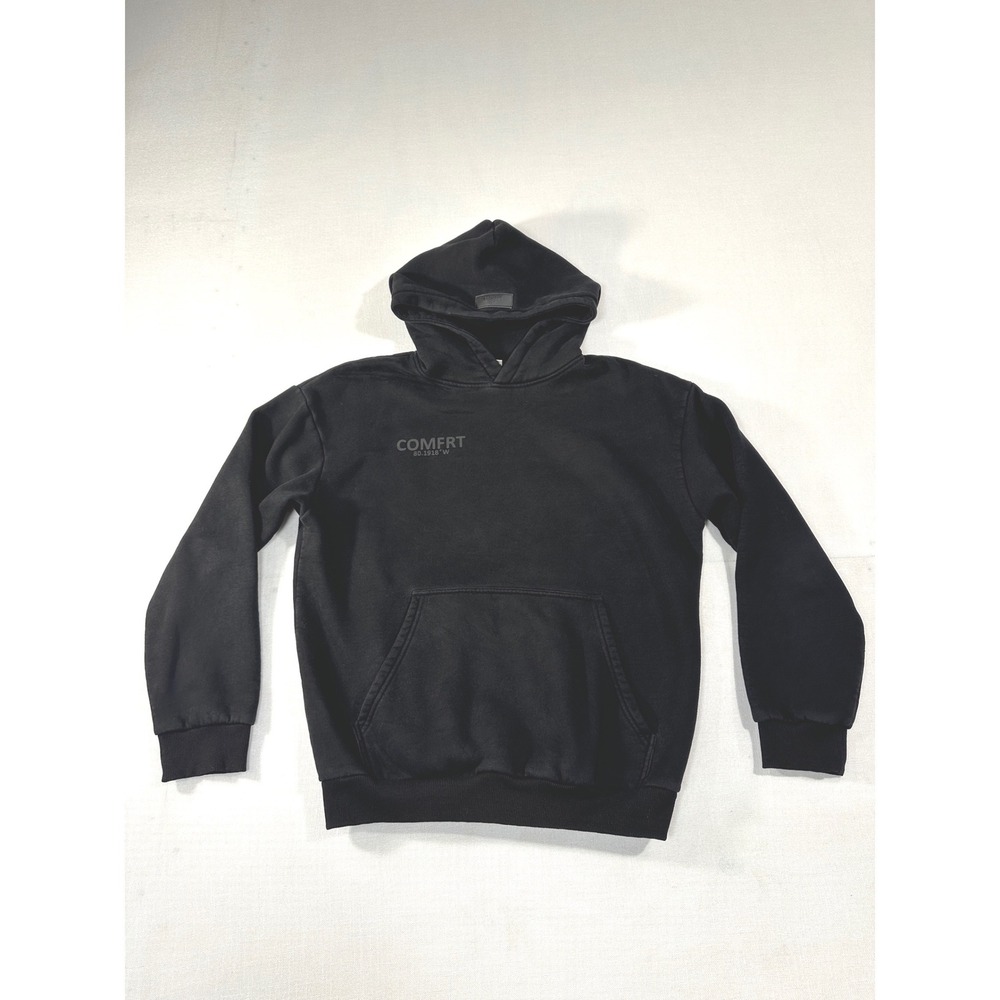 Comfrt Mens Heavyweight Fleece Hoodie Washed Black Size M Streetwear Casual